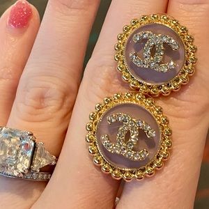 COMING SOON: Chanel A/W 2022 Large-Size CC Studs in Crystal & Gold Beaded Edging